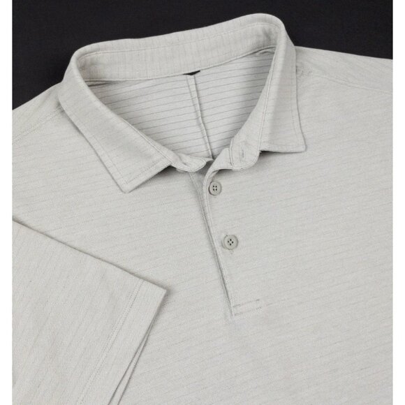 Lululemon Evolution Polo Men's Fits Small Light Gray Striped Stretch Shirt - Picture 1 of 12